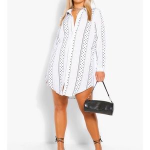 Polka Dot Stripe Shirt Dress